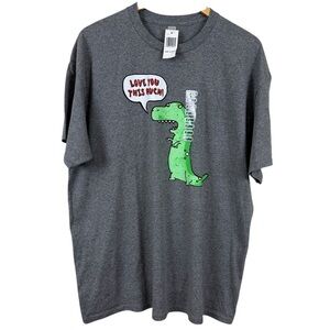Gray T-Shirt with Green Dinosaur Graphic